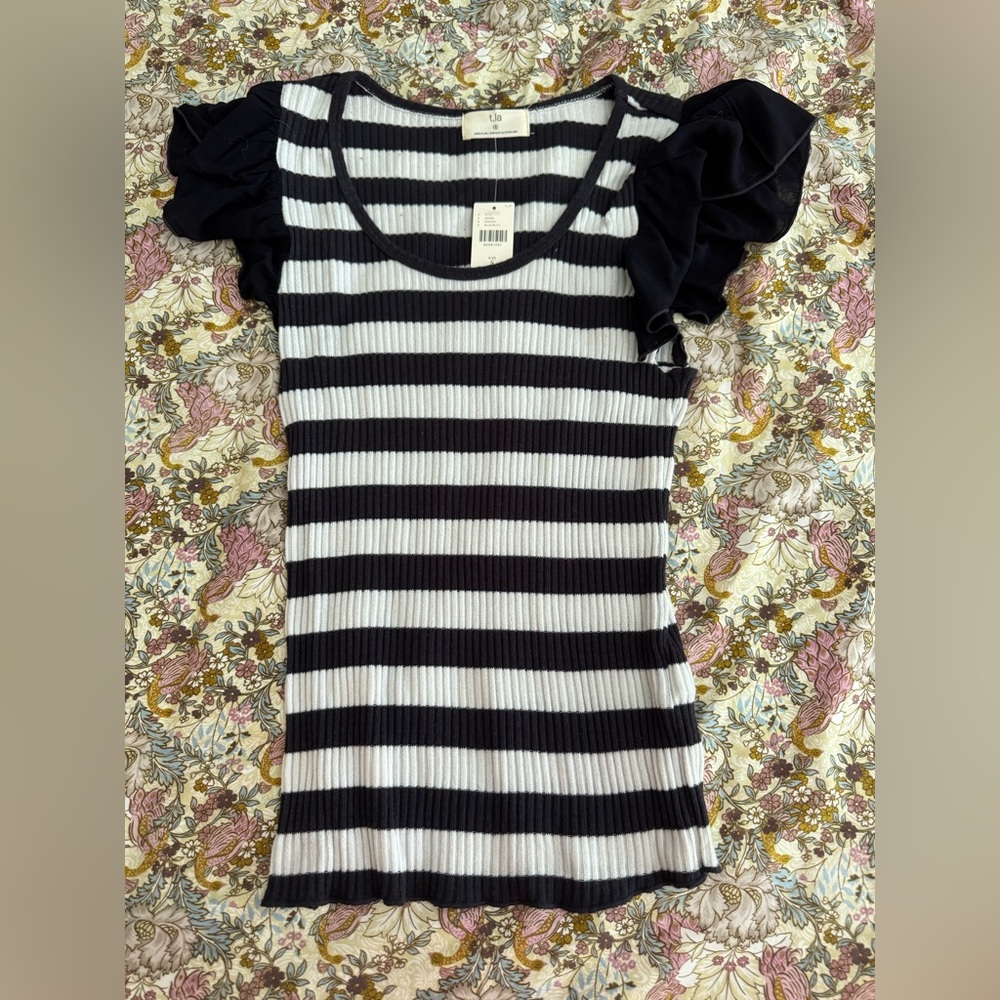 Striped Black and White Women's Top